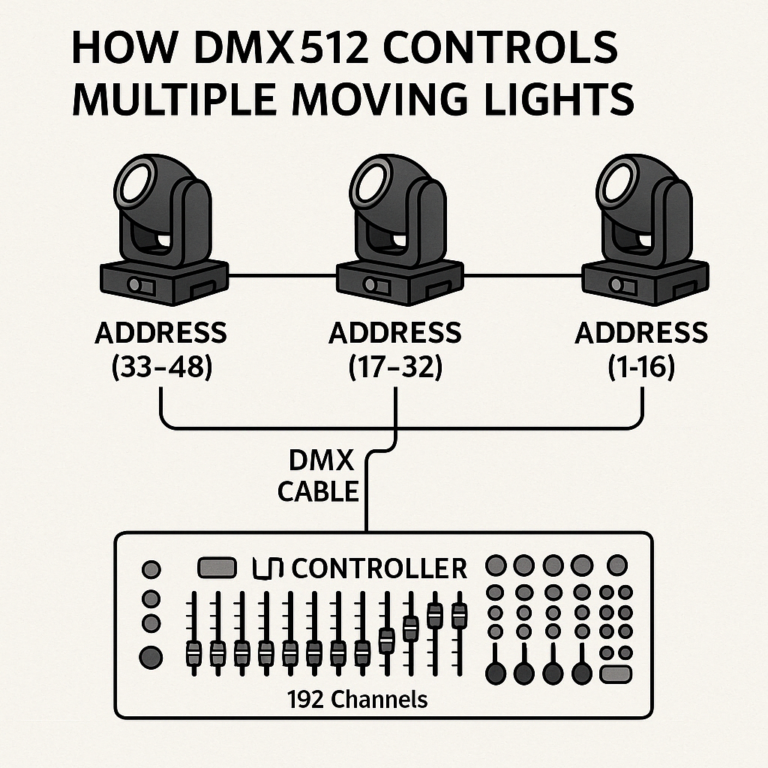 cómo dmx512 controla múltiples luces móviles