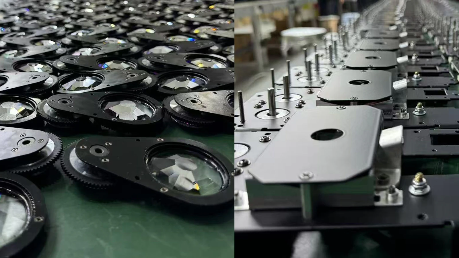 Close-up of profile moving head framing and optical system